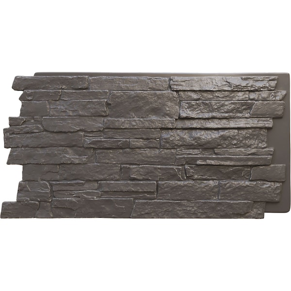 Ekena Millwork 49"W x 25 1/2"H x 1 1/4"D Acadia Ledge Stacked Stone, StoneWall Faux Stone Siding Panel, Slate Gray PNU24X48ALSG - main